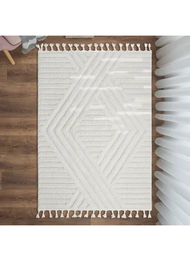 Katy Symmetry Weave 160 x 230 cm Zymta Winter Carpet - Ivory / Cream