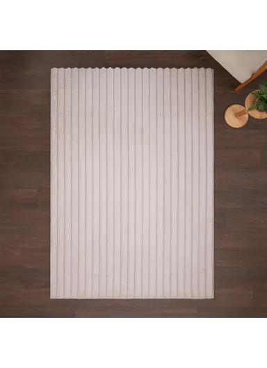 Para Sala Vertical Stripes Faux Rabbit Fur Carpet 160 x 230 cm Rectangular Zymta Winter Carpet - Mink