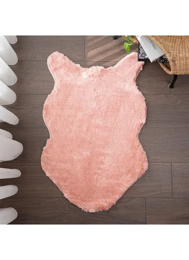 Rabbit Anti Slip Fake Fur Carpet 60 x 90 cm - Pink