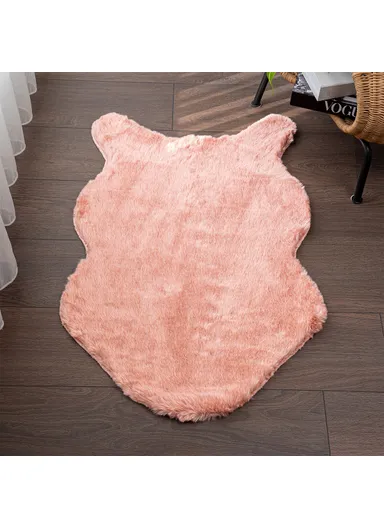 Rabbit Anti Slip Fake Fur Carpet 60 x 90 cm - Pink