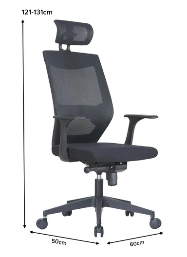 Comfortable Breathable Mesh &amp; Fabric Office Chair, Desk Chair, Task Chair with Adjustable Lumbar Support, Swivel Wheels, 3-Position Locking Mechanism, Adjustable Height, Adjustable Headrest &amp; Armrest 8896A (W60 x