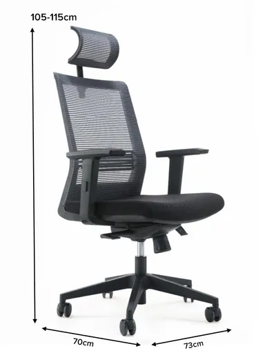 Comfortable Office Chair, Desk Chair with Adjustable Lumbar Support, Swivel Wheels, 4-Position Locking Mechanism, Adjustable Height, Adjustable Headrest, Backrest &amp; Adjustable Armrest 6042A (W70 x D73 x H115-105)cm -