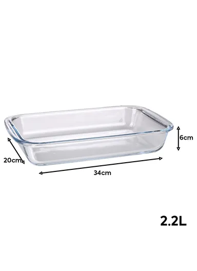 2.2L Rectangular Borosilicate Glass Baking Dish Oven-Safe CXKP (34x20x6)cm