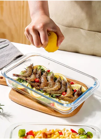 2.2L Rectangular Borosilicate Glass Baking Dish Oven-Safe CXKP (34x20x6)cm