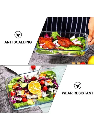 2.2L Rectangular Borosilicate Glass Baking Dish Oven-Safe CXKP (34x20x6)cm