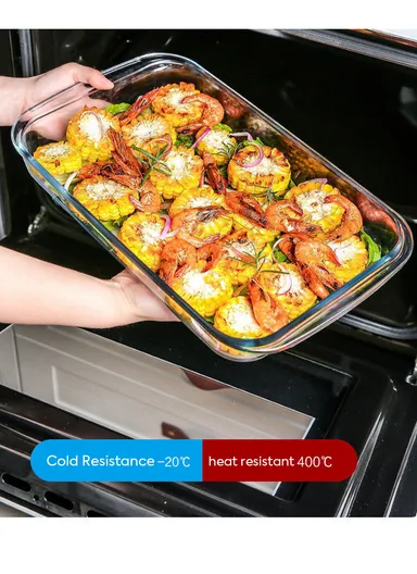 2.2L Rectangular Borosilicate Glass Baking Dish Oven-Safe CXKP (34x20x6)cm