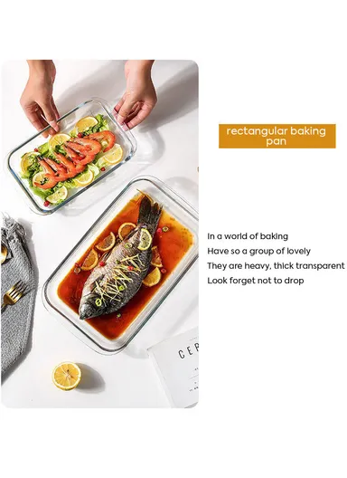 2.2L Rectangular Borosilicate Glass Baking Dish Oven-Safe CXKP (34x20x6)cm