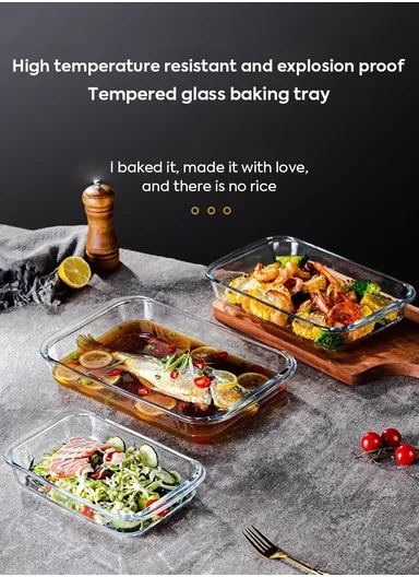 2.2L Rectangular Borosilicate Glass Baking Dish Oven-Safe CXKP (34x20x6)cm