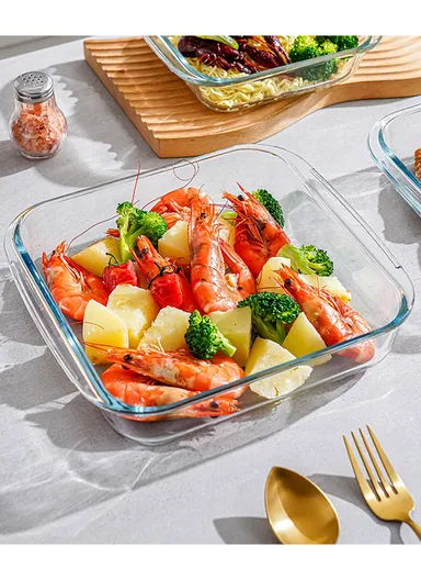 1.8L Rectangular Borosilicate Glass Baking Dish Oven-Safe FXKP (24.5x22x5.5)cm