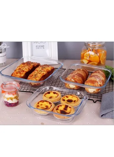 1.8L Rectangular Borosilicate Glass Baking Dish Oven-Safe FXKP (24.5x22x5.5)cm