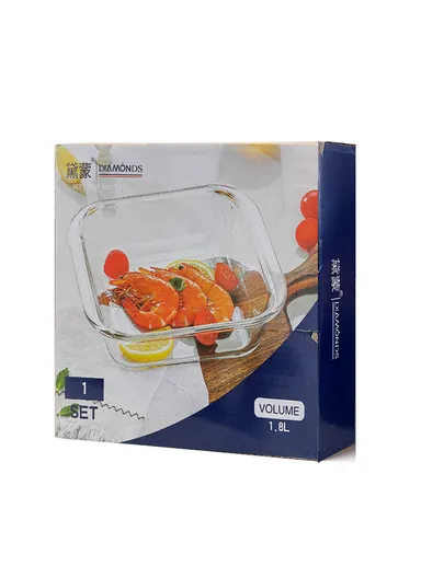 1.8L Rectangular Borosilicate Glass Baking Dish Oven-Safe FXKP (24.5x22x5.5)cm