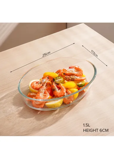 1.5L Oval Borosilicate Glass Baking Dish Oven-Safe TYKP (25x17.5x6)cm