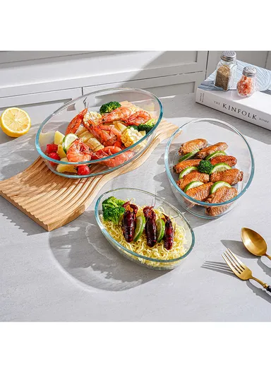 1.5L Oval Borosilicate Glass Baking Dish Oven-Safe TYKP (25x17.5x6)cm