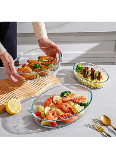 1.5L Oval Borosilicate Glass Baking Dish Oven-Safe TYKP (25x17.5x6)cm