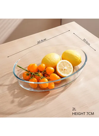 2L Oval Baking Borosilicate Glass Dish Oven-Safe TYKP (30.5x20.5x7)cm