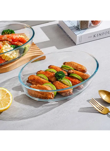 2L Oval Baking Borosilicate Glass Dish Oven-Safe TYKP (30.5x20.5x7)cm