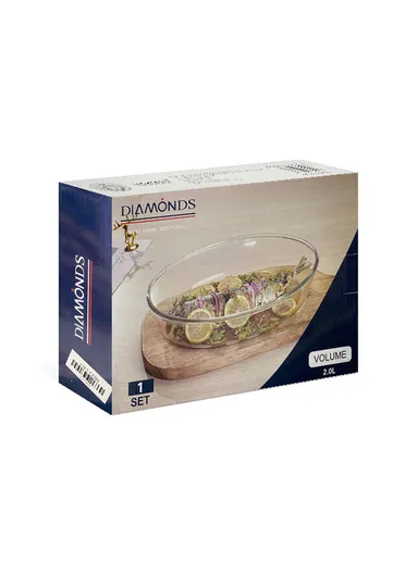 2L Oval Baking Borosilicate Glass Dish Oven-Safe TYKP (30.5x20.5x7)cm