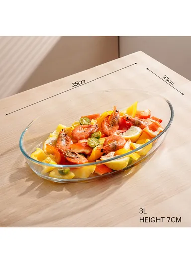 3L Oval Borosilicate Glass Baking Dish Oven-Safe TYKP (35x23x7)cm 
