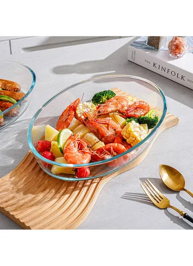 3L Oval Borosilicate Glass Baking Dish Oven-Safe TYKP (35x23x7)cm 