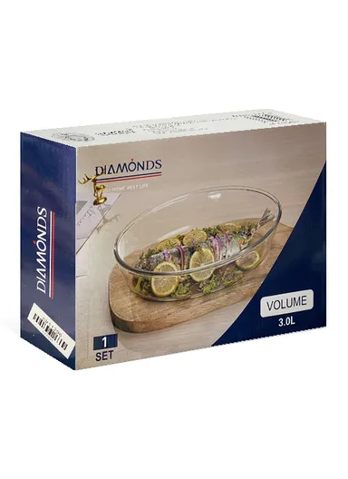 3L Oval Borosilicate Glass Baking Dish Oven-Safe TYKP (35x23x7)cm 