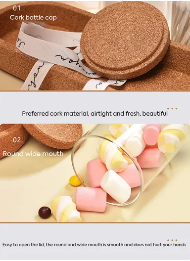 2-Glass Seasoning &amp; Food Storage Jar with Stand Holder &amp; Airtight Lids Set (D7.5 x H10)cm