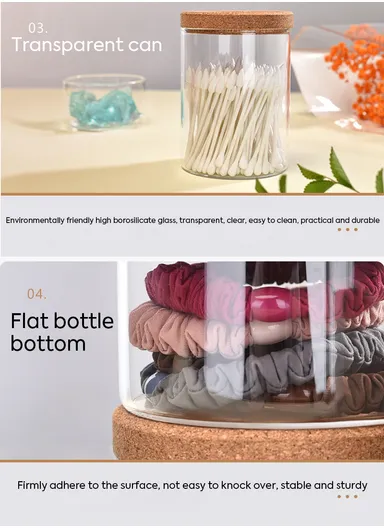 2-Glass Seasoning &amp; Food Storage Jar with Stand Holder &amp; Airtight Lids Set (D7.5 x H10)cm