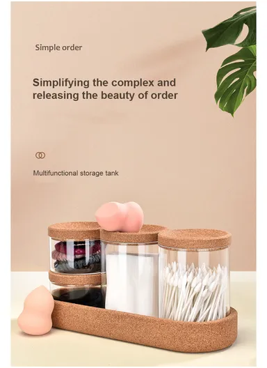 4-Glass Seasoning &amp; Food Storage Jar with Stand Holder &amp; Airtight Lids Set (D8 x H11)cm 