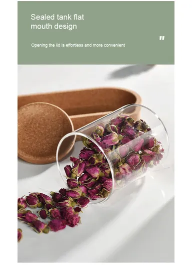 4-Glass Seasoning &amp; Food Storage Jar with Stand Holder &amp; Airtight Lids Set (D8 x H11)cm 