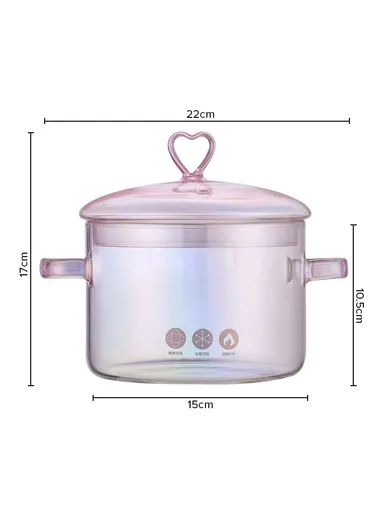 15cm 1.6L Glass Casserole with Lid, Multi-Purpose Glass Instant Pot - Transparent Pearl