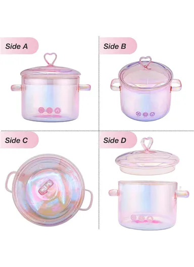 15cm 1.6L Glass Casserole with Lid, Multi-Purpose Glass Instant Pot - Transparent Pearl