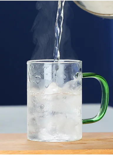 360ml Square Shape Glass Cup, Hot &amp; Cold Suitable Beverages (L6 x W6 x H10)cm - Blue