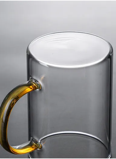 360ml Square Shape Glass Cup, Hot &amp; Cold Suitable Beverages (L6 x W6 x H10)cm - Blue