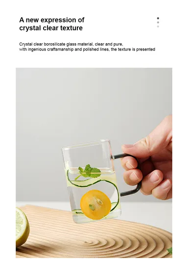 290ml Square Shape Glass Cup, Hot &amp; Cold Suitable Beverages (L6 x W6 x H8)cm - Gold