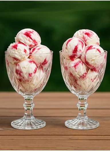 340ml 6 Pcs Modern Design Drinking Beverages, Ice Cream Glass Cups Set (D9 x H17)cm