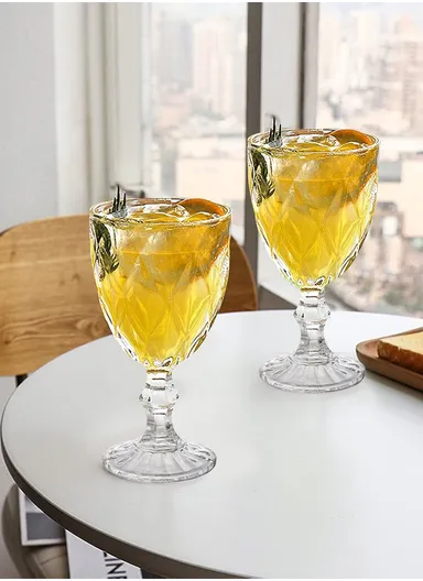 340ml 6 Pcs Modern Design Drinking Beverages, Ice Cream Glass Cups Set (D9 x H17)cm
