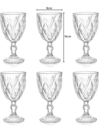 340ml 6 Pcs Modern Design Drinking Beverages, Ice Cream Glass Cups Set (D9 x H17)cm