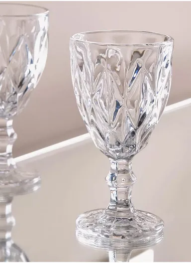 340ml 6 Pcs Modern Design Drinking Beverages, Ice Cream Glass Cups Set (D9 x H17)cm
