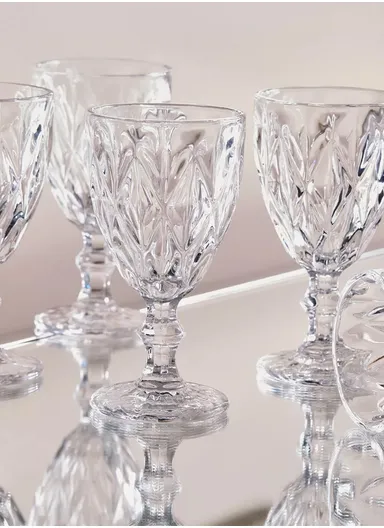 340ml 6 Pcs Modern Design Drinking Beverages, Ice Cream Glass Cups Set (D9 x H17)cm