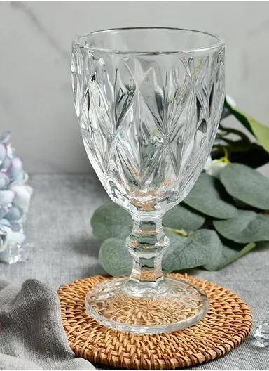 340ml 6 Pcs Modern Design Drinking Beverages, Ice Cream Glass Cups Set (D9 x H17)cm