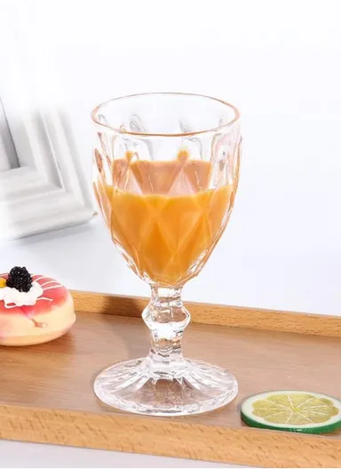 340ml 6 Pcs Modern Design Drinking Beverages, Ice Cream Glass Cups Set (D9 x H17)cm
