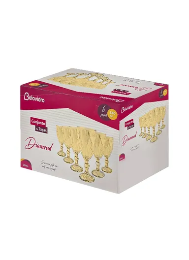 340ml 6 Pcs Modern Design Drinking Beverages, Ice Cream Glass Cups Set (D9 x H17)cm
