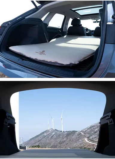 Leakproof Inflatable Air Mattress Quick Inflation Travel Bed, Lightweight, Portable Sleeping Pad for Camping, Fits Most SUVs &amp; Sedans, Comfortable &amp; Durable CD-4096 (L188 x W132 x H5)cm - Black&amp;Gray