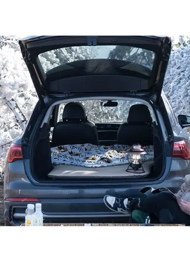 Leakproof Inflatable Air Mattress Quick Inflation Travel Bed, Lightweight, Portable Sleeping Pad for Camping, Fits Most SUVs &amp; Sedans, Comfortable &amp; Durable CD-4096 (L188 x W132 x H5)cm - Black&amp;Gray