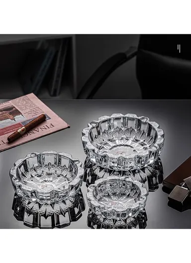 15cm Round Glass Ashtrays for Smoking Crystal Ashtray, Indoor &amp; Outdoor Decoration - Clear