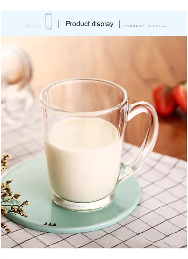 265ml 6Pcs Transparent Round Glass Cups For Hot &amp; Cold Drinks (D8 x H11)cm