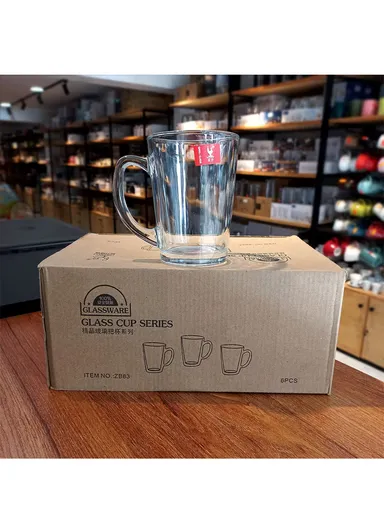 265ml 6Pcs Transparent Round Glass Cups For Hot &amp; Cold Drinks (D8 x H11)cm