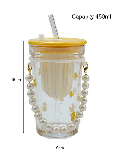 500ml Hot &amp; Cold Sport Glass Cup With Straw &amp; Lid ZB103H 