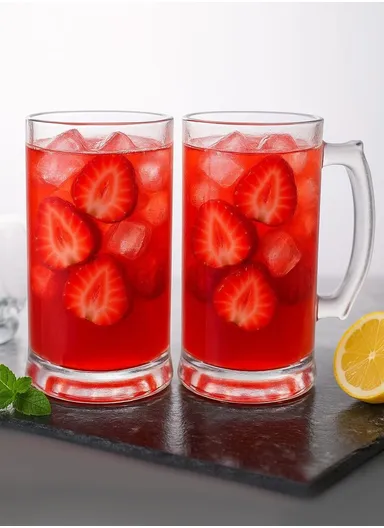 2-Pcs 480ml Transparent Round Glass Mug With Handle For Beverages ZB115