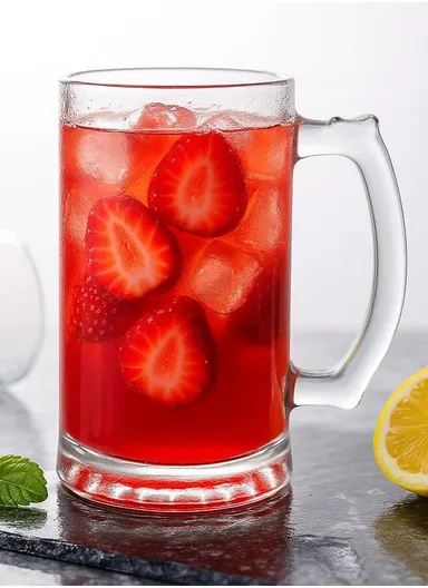 2-Pcs 480ml Transparent Round Glass Mug With Handle For Beverages ZB115