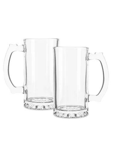 2-Pcs 480ml Transparent Round Glass Mug With Handle For Beverages ZB115